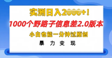2025抖音1000个野路子信息差最新玩法，一分钟过原创，暴力变现月入几k-大学生副业网