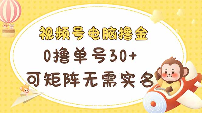 （14220期）视频号电脑撸金 0撸单号30+ 可矩阵 无需实名多号多得-大学生副业网
