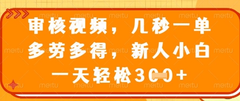 最新审核视频,几秒一单,多劳多得,新人小白一天轻松3张【揭秘】-大学生副业网