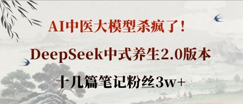 AI中医大模型杀疯了！DeepSeek中式养生2.0版本，十几篇笔记粉丝3w+-大学生副业网