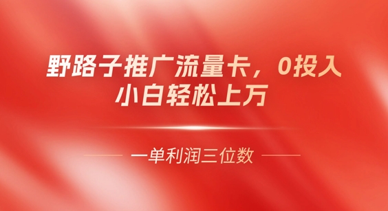 0门槛推广流量卡，一单收益上百，0投入，小白月入过W-大学生副业网