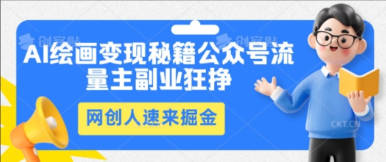 AI绘画变现秘籍：公众号流量主副业狂挣，网创人速来掘金-大学生副业网