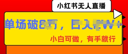小红书无人直播，纯小白可做，有手就行，单场直播销售额破8w-大学生副业网
