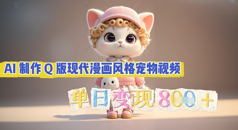 AI制作Q版现代漫画风格宠物视频，单日变现几张-大学生副业网