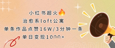 小红书超火的治愈系loft公寓，单条作品点赞16W，3分钟一条，单日变现数张-大学生副业网
