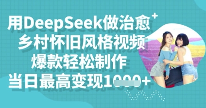 用DeepSeek做治愈乡村怀旧风格视频，爆款轻松制作，当日最高变现多张-大学生副业网